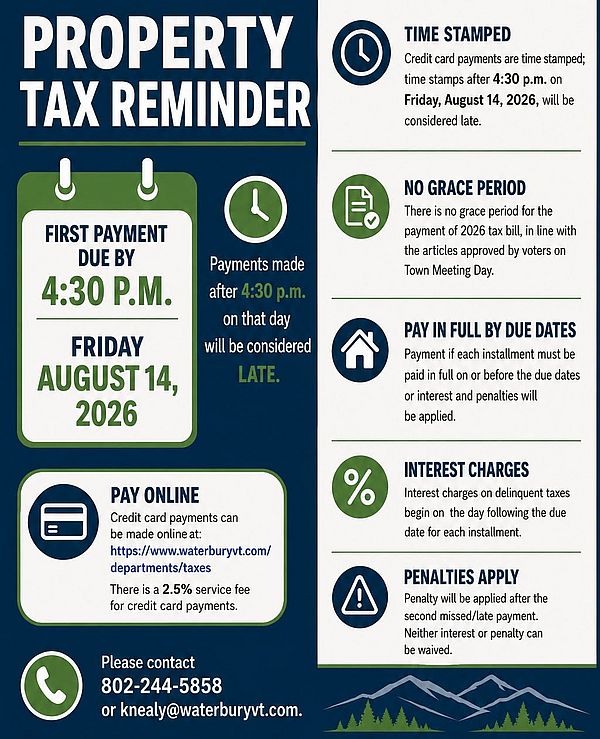Property tax reminder for August 14
